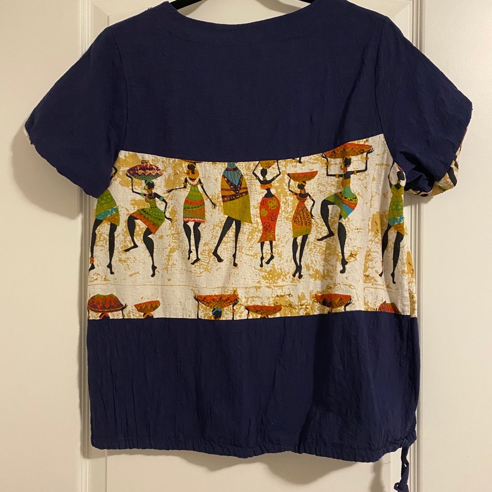 Navy Tribal Patterned Top - Picture 2 of 3